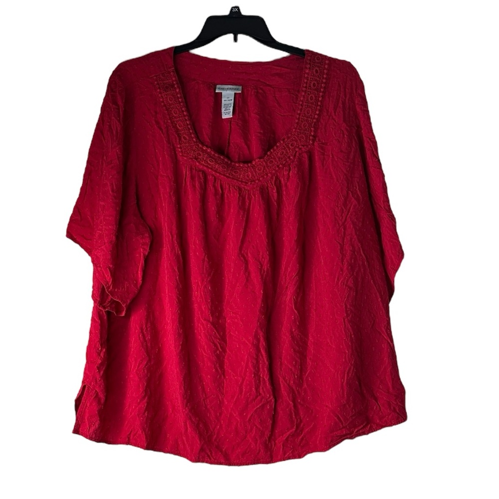 ā”ļø Catherines Red Swiss Dot Short Sleeve Blouse Size 4X
